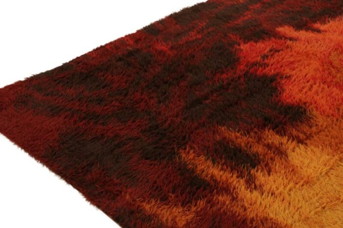 vintage ege rya scandinavian rug in a fiery abstract pattern by rug and kilim 3071