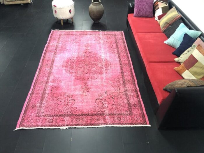 vintage faded pink rug 1