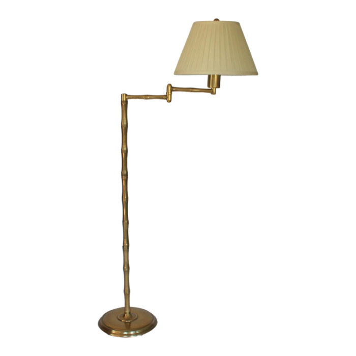 vintage frederick cooper brass faux bamboo swing arm floor lamp 0881