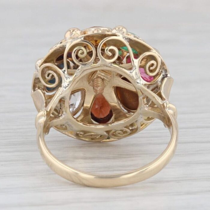 vintage gemstone cocktail ring 14k yellow gold size 675 sapphire spinel garnet 8824