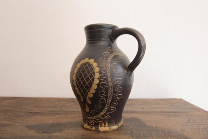 vintage german stoneware jug vase 1920s 7682