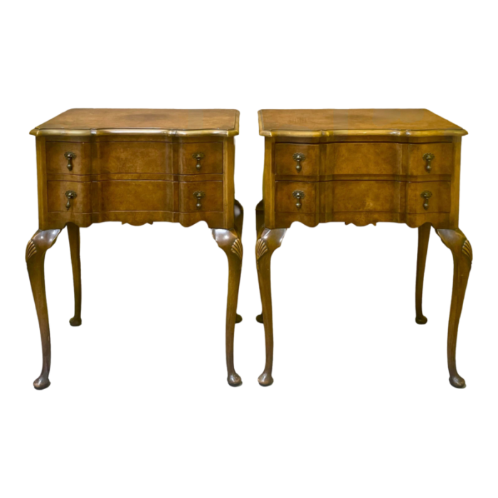 vintage grosfeld house furniture co english queen anne style walnut side tables pair 1551