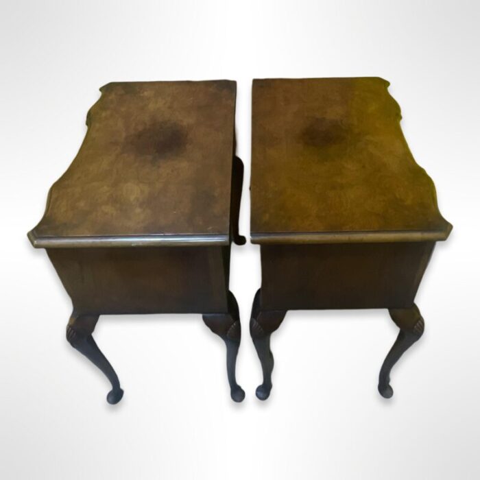 vintage grosfeld house furniture co english queen anne style walnut side tables pair 5784