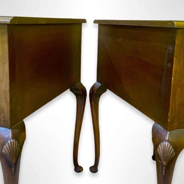 vintage grosfeld house furniture co english queen anne style walnut side tables pair 7961