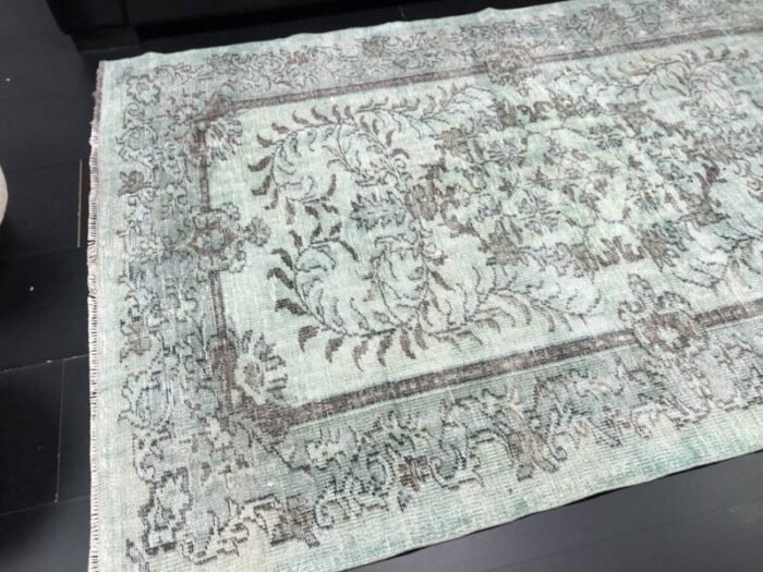 vintage hand woven faded aqua rug 8