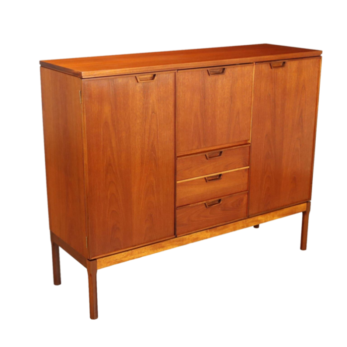 vintage highboard in teak and veneer england 1960s 8590