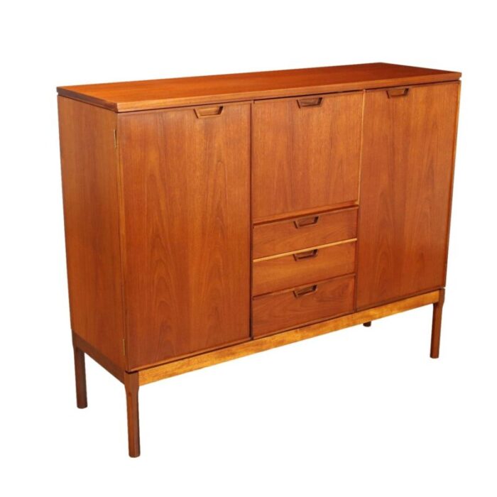 vintage highboard in teak and veneer england 1960s 9666