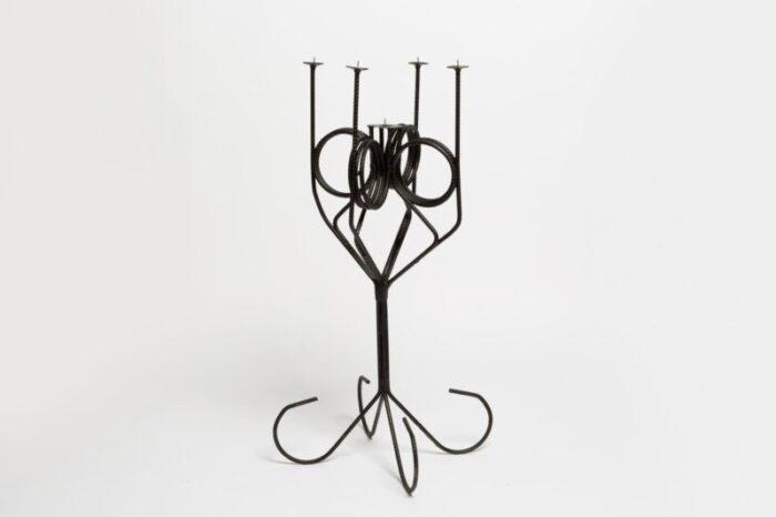 vintage iron floor candleholder for 5 candles 1