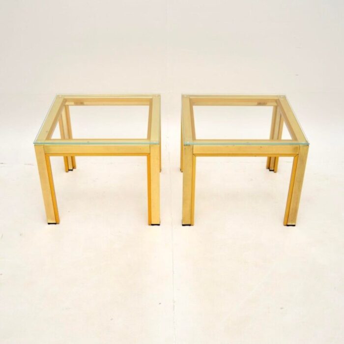 vintage italian brass side tables attributed to zevi 1970 set of 2 4210