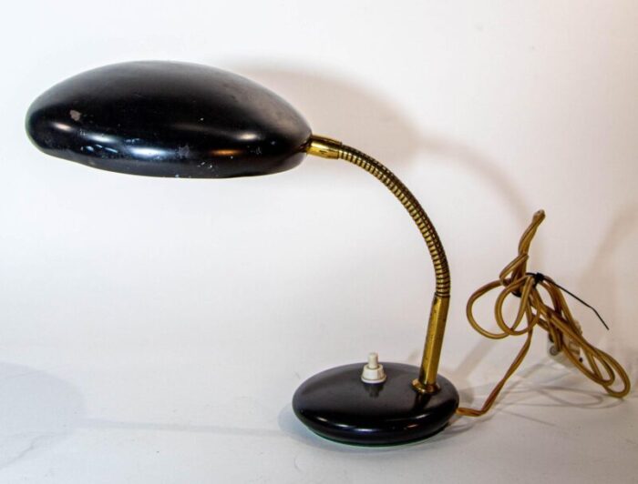 vintage italian enameled tole and brass desk lamp 1960s bauhaus 6049