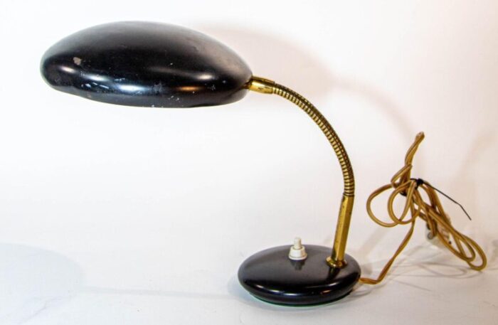 vintage italian enameled tole and brass desk lamp 1960s bauhaus 7409