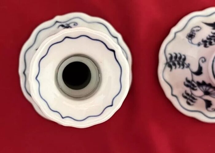 vintage japan blue danube ceramic candlesticks set of 2 7474