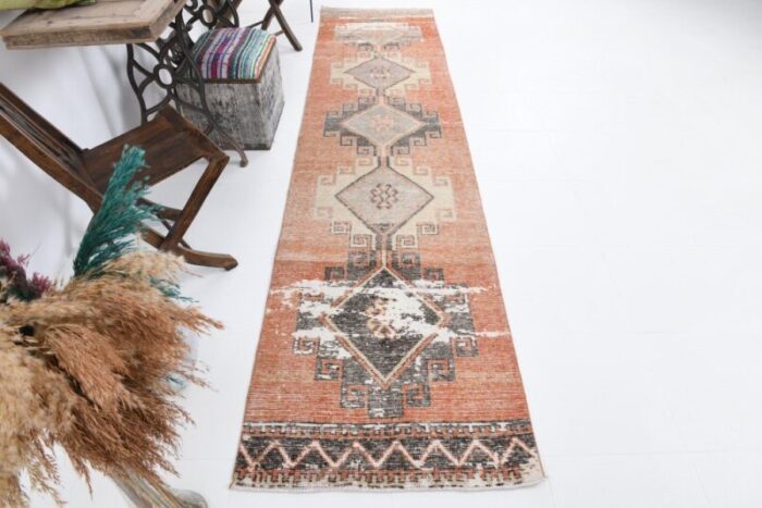 vintage jute runner rug in orange 1