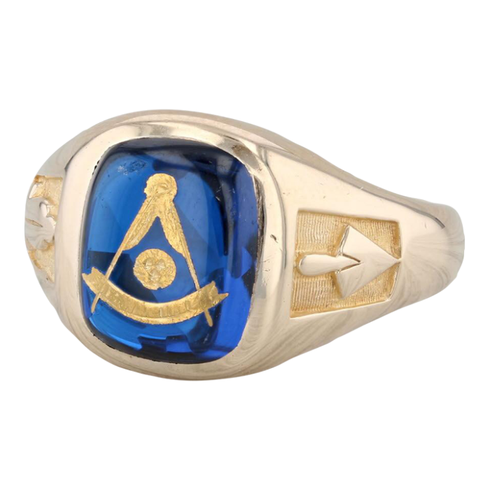 vintage lab created spinel past master mason ring 10k yellow gold size 1025 1618