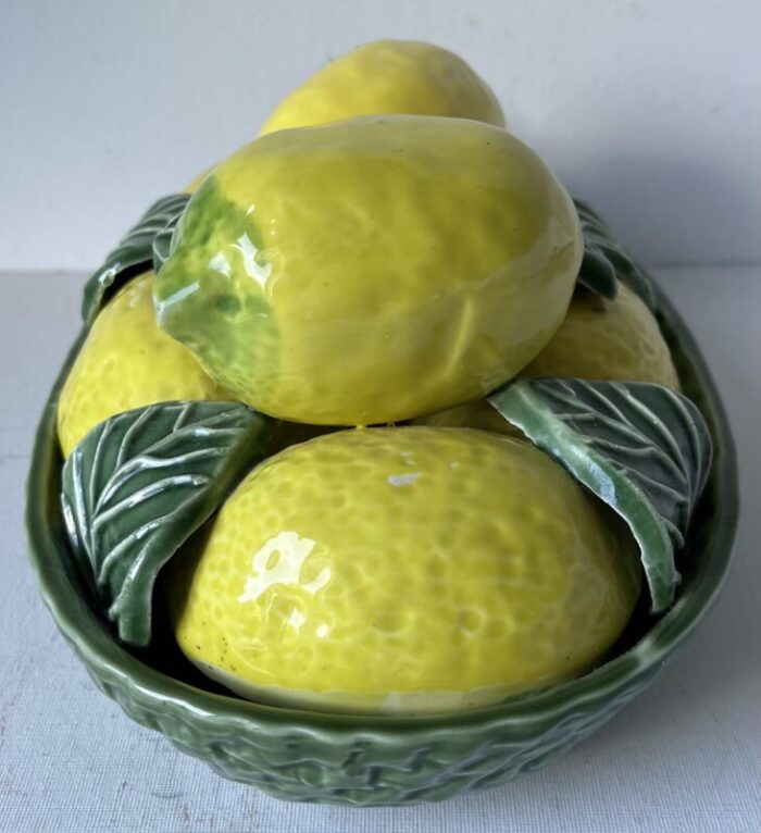 vintage majolica lemons and leaves centerpiece jay wilfred portugal 2180