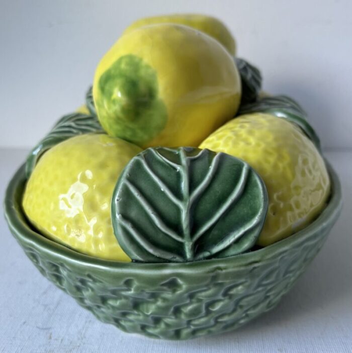 vintage majolica lemons and leaves centerpiece jay wilfred portugal 6880