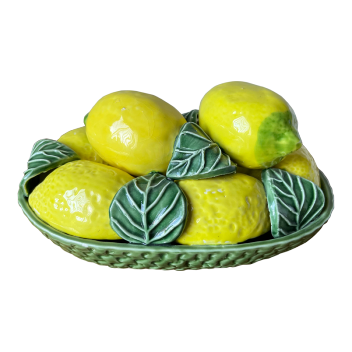 vintage majolica lemons and leaves centerpiece jay wilfred portugal 7987