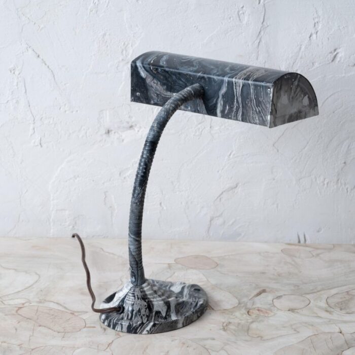 vintage marbleized gooseneck lamp c1930s 1515