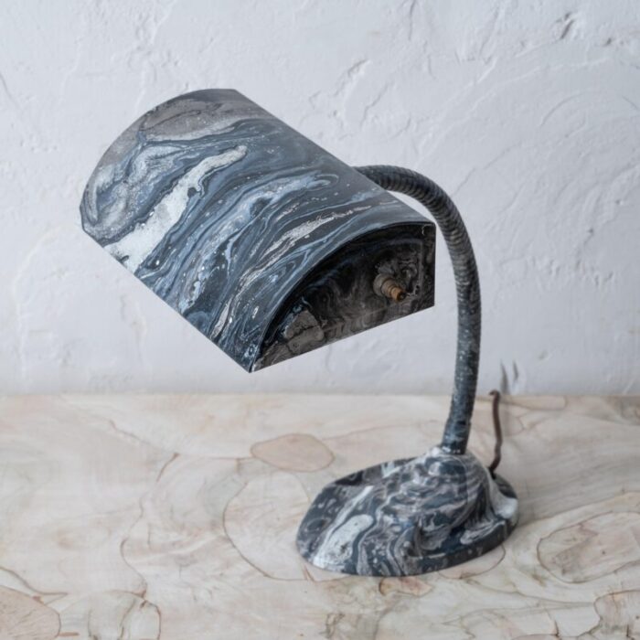 vintage marbleized gooseneck lamp c1930s 2086