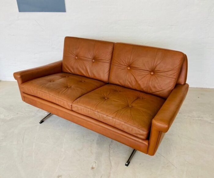 vintage mid century danish sofa in cognac leather from svend skipper 1964 0260