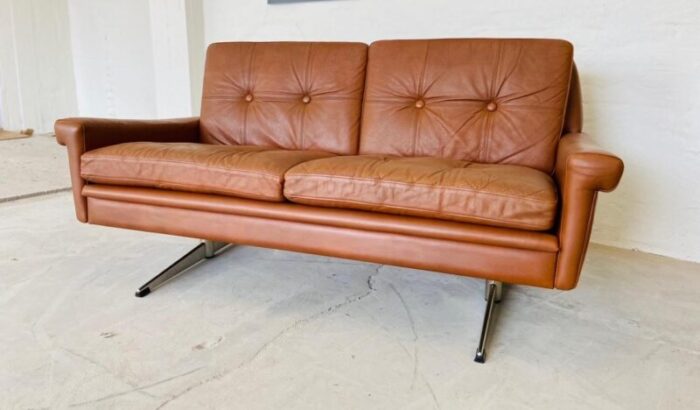 vintage mid century danish sofa in cognac leather from svend skipper 1964 1349