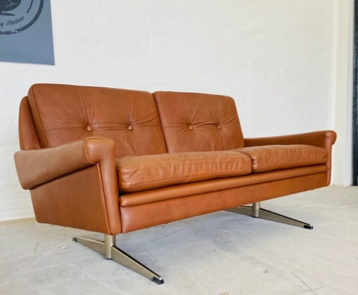 vintage mid century danish sofa in cognac leather from svend skipper 1964 1863