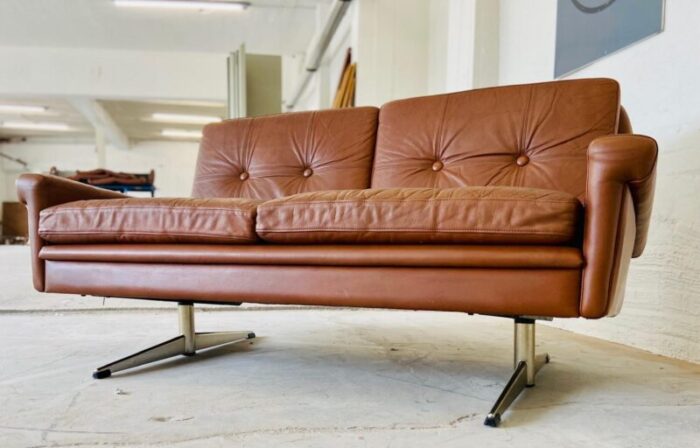 vintage mid century danish sofa in cognac leather from svend skipper 1964 6073