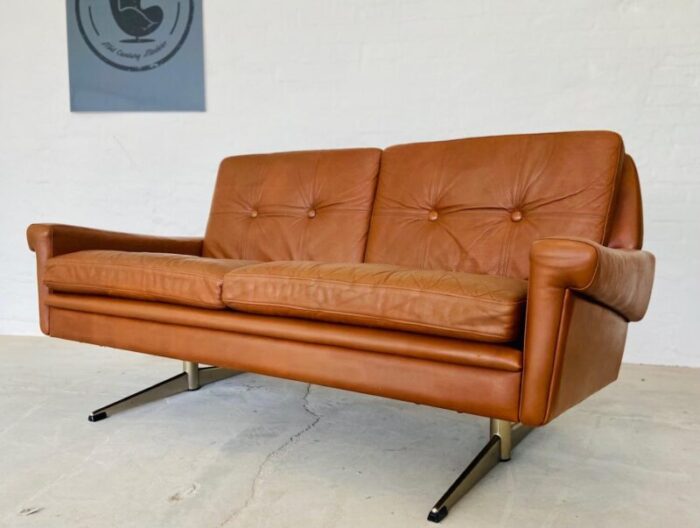 vintage mid century danish sofa in cognac leather from svend skipper 1964 6273