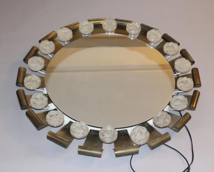 vintage mirror with brass details 1960 6407