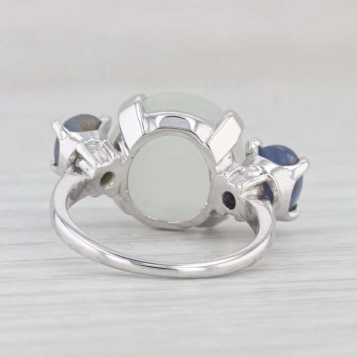 vintage moonstone gray blue star sapphire ring 14k white gold size 625 3381