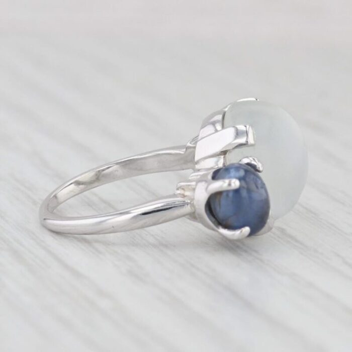 vintage moonstone gray blue star sapphire ring 14k white gold size 625 6023