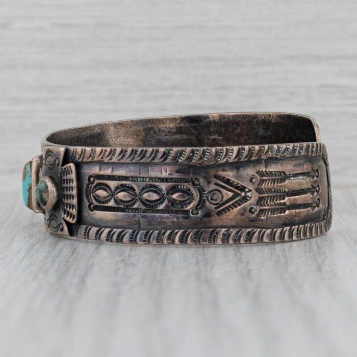 vintage native american turquoise bangle bracelet sterling silver 7 3047