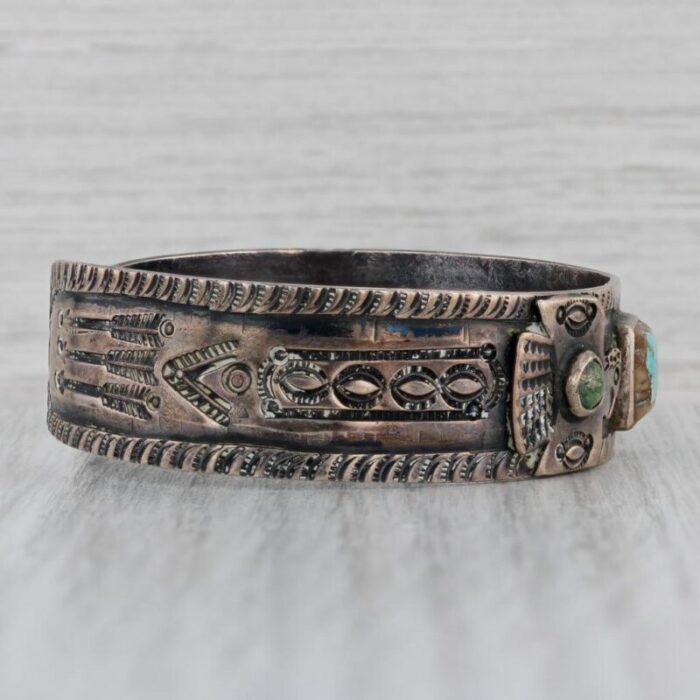 vintage native american turquoise bangle bracelet sterling silver 7 6426