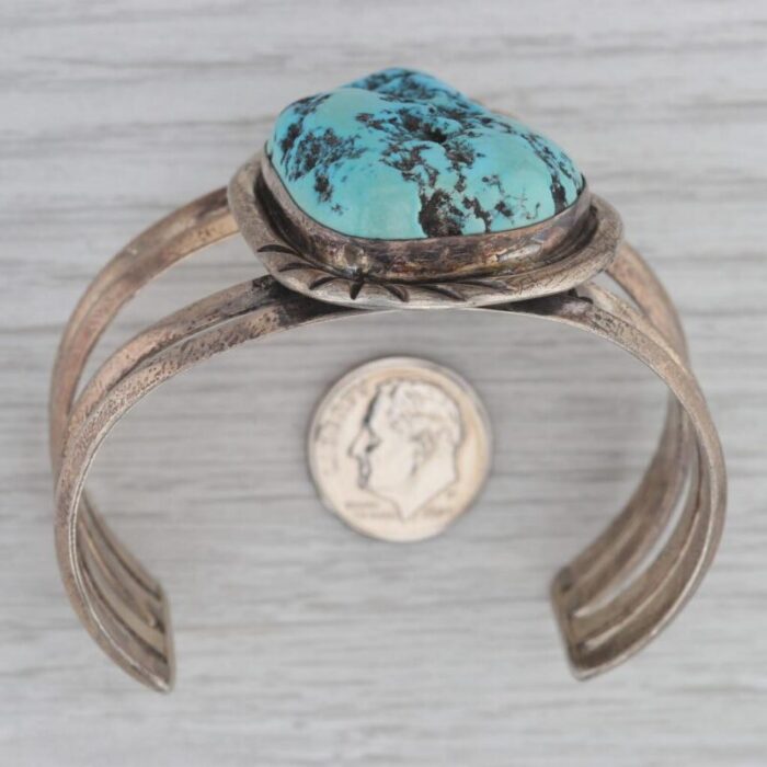 vintage native american turquoise cuff bracelet sterling silver statement 625 3585