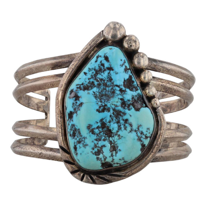 vintage native american turquoise cuff bracelet sterling silver statement 625 8510