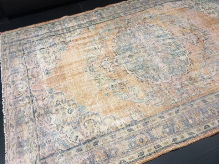 vintage orange faded oushak wool rug 7