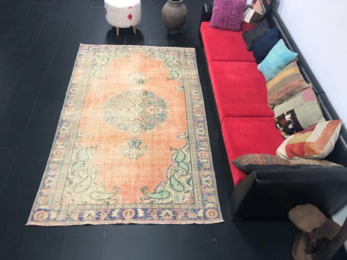 vintage oushak overdyed area rug 1