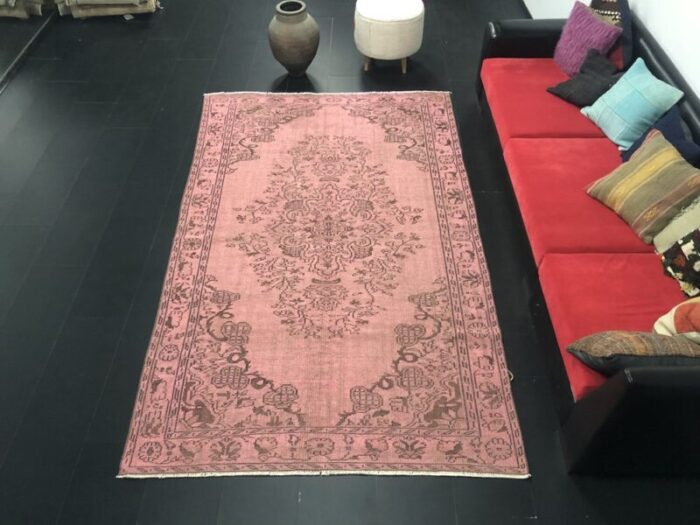 vintage pastel pink living room rug 1