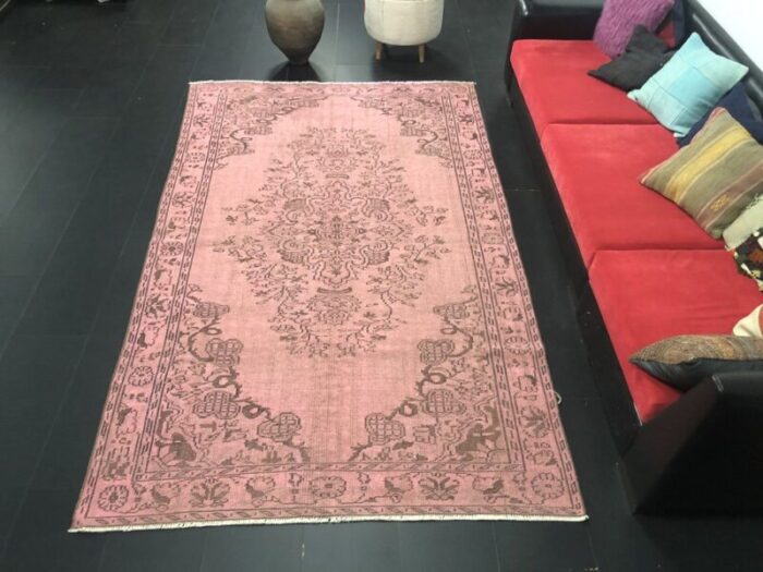 vintage pastel pink living room rug 2