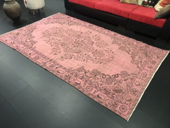 vintage pastel pink living room rug 4