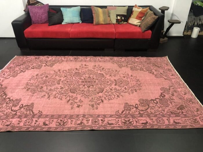 vintage pastel pink living room rug 6