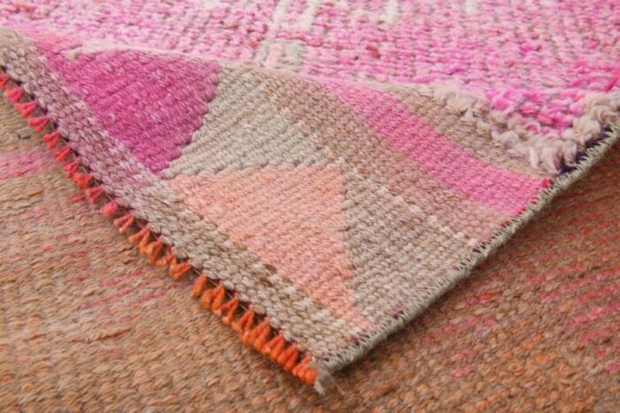 vintage pink runner rug in wool 16