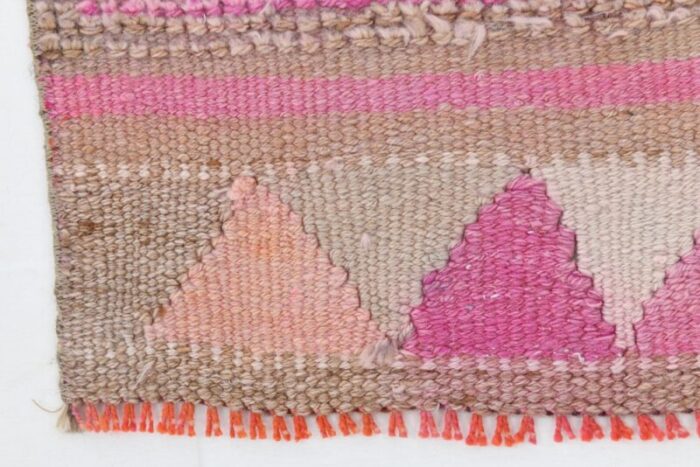 vintage pink runner rug in wool 8