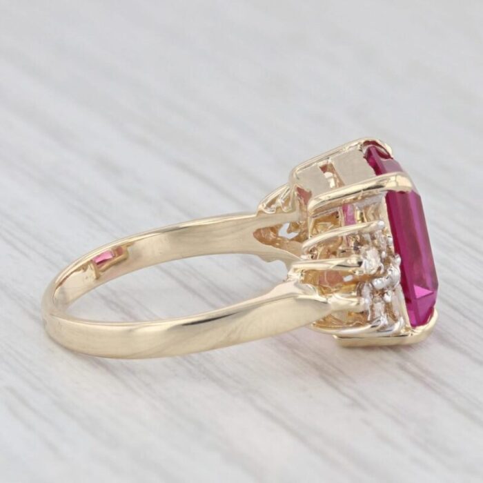 vintage red glass ring 14k yellow gold size 65 7184