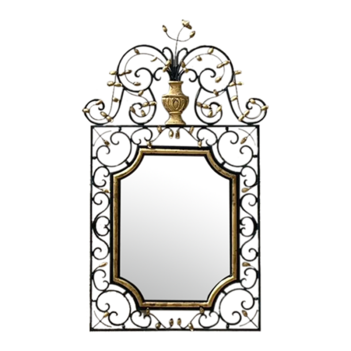 vintage regency labarge iron and gilt mirror 4070