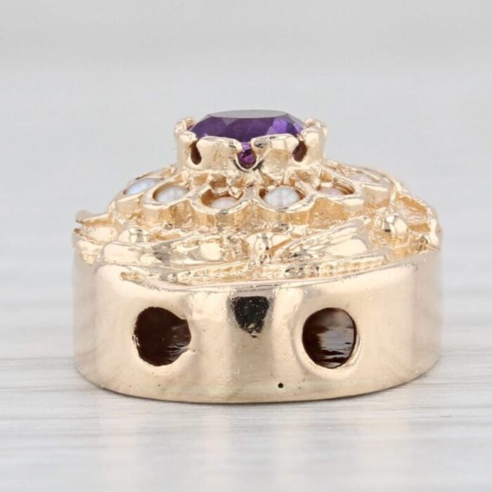 vintage richard klein 040ct amethyst pearl flower slide charm 14k yellow gold 4061