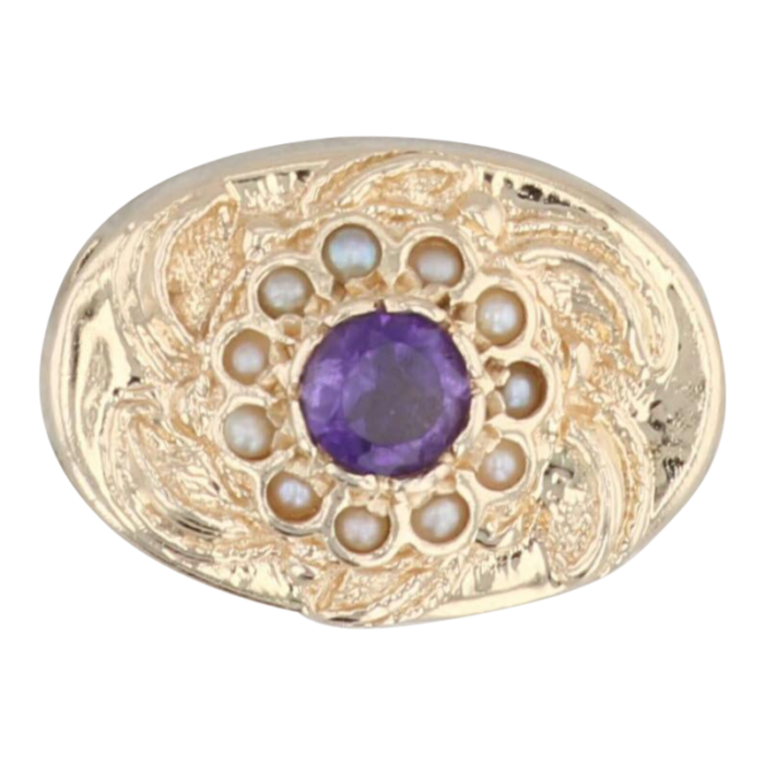 vintage richard klein 040ct amethyst pearl flower slide charm 14k yellow gold 6783