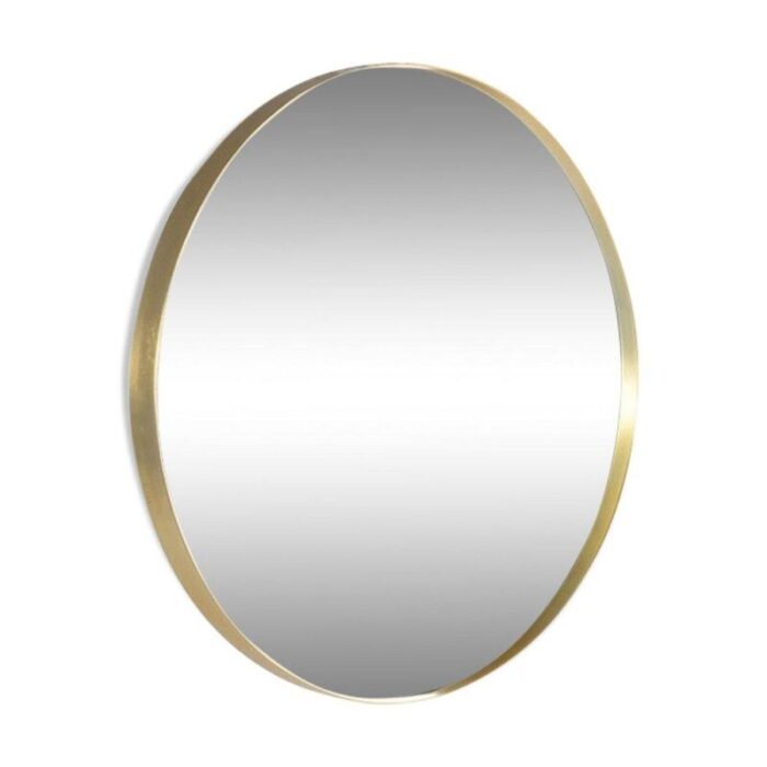 vintage round brass mirror 0474