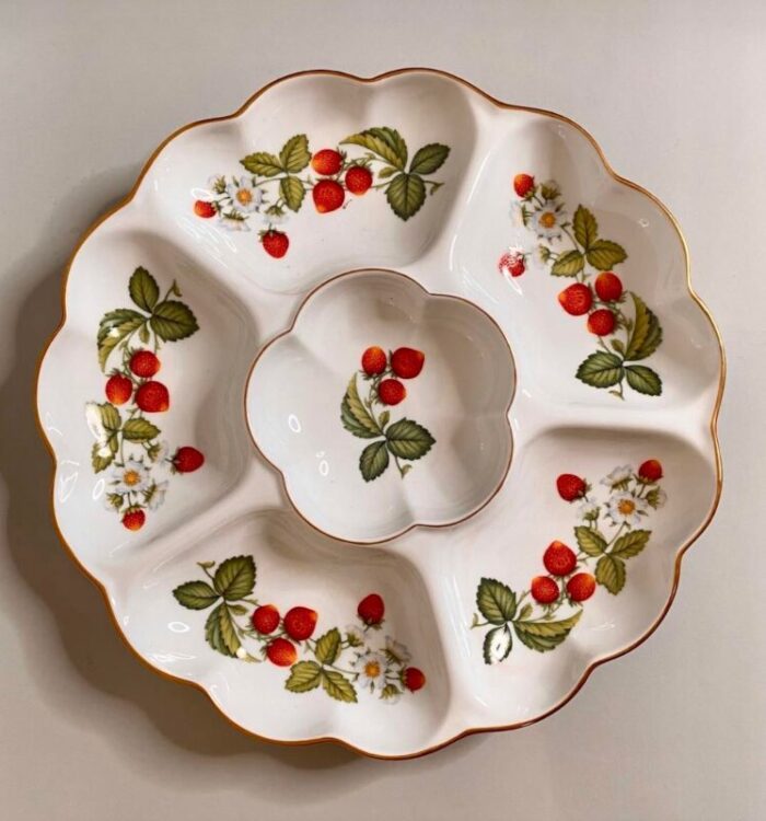 vintage royal worcester strawberries porcelain crudite serving dish made in england 2477