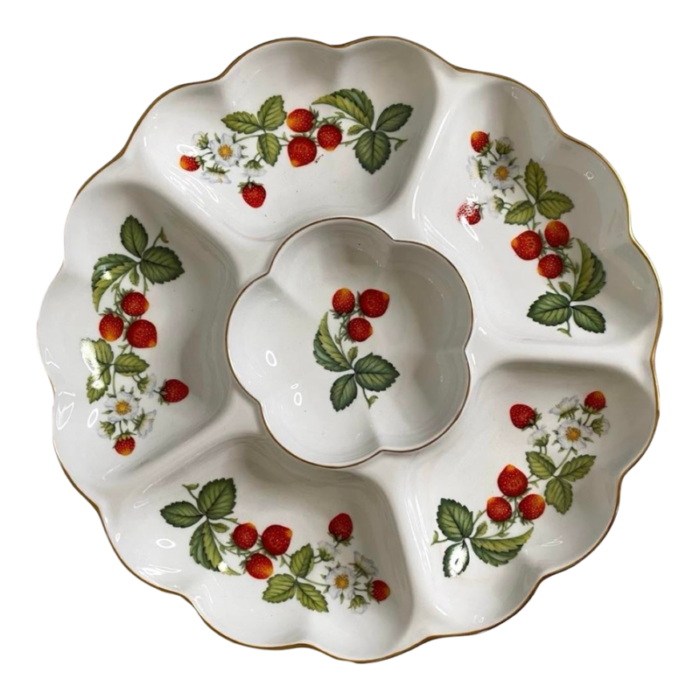 vintage royal worcester strawberries porcelain crudite serving dish made in england 8128